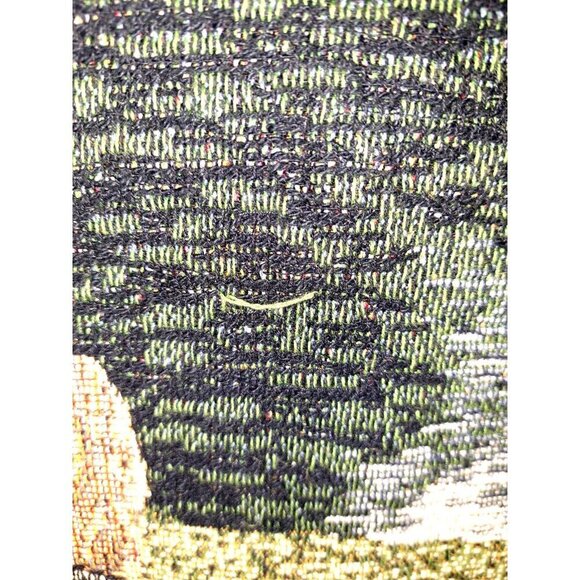 Vintage Ladies Golf Themed Plaid Border Fringed Throw Blanket FLAW - Picture 6 of 11